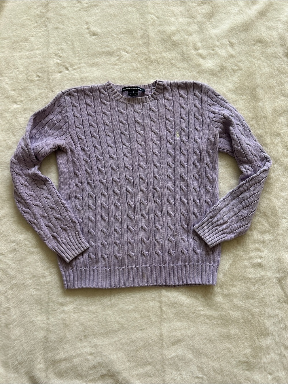 Ralph Lauren Lavender Cable Knit Crewneck Sweater